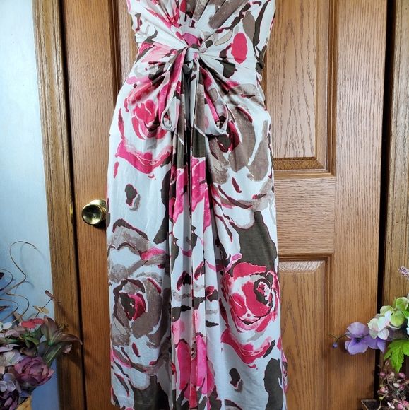 SILK Banana republic floral print mock wrap dress - Picture 4 of 9